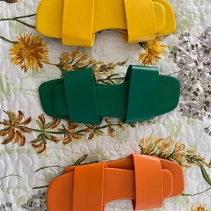 Colorful Slide Sandals - Yellow, Green, Orange
